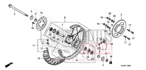 ROUE ARRIERE CRF150RB9 de 2009